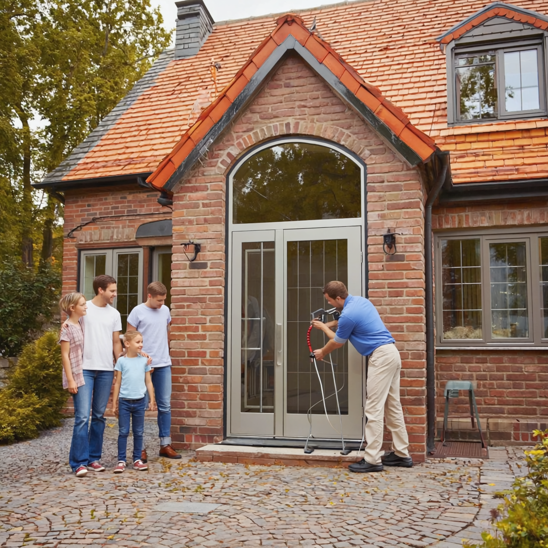 Próg niskoprofilowy drzwi pivot z przekładką termiczną i uszczelnieniem - klasa wodoszczelności